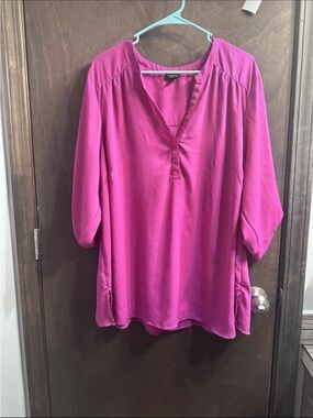 torrid Bright Pink V-Neck Tunic Blouse